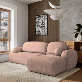 Masseno Narożnik MODENZA z funkcją spania i pojemnikiem na pościel Narozniki L, Rozkładana sofa - Pudrowy róż, NOW OR NEVER 61