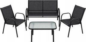 Zestaw mebli ogrodowych Boston 025 - sofa 2-osobowa, 2 fotele, stolik, kolor czarny
