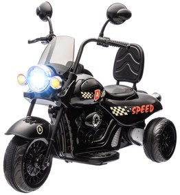 AIYAPLAY Elektryczny Motocykl dla Dzieci, 3-5 km/h, Chopper, Światła & Muzyka, dla Dzieci 3-6 Lat, Czarny