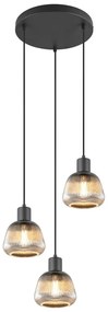 Czarna lampa wisząca ze szklanym kloszem ø 37 cm Tarifa – Trio