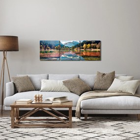 Obraz - Jezioro Jasna, Gozd Martuljek, Alpy Julijskie, Słowenia (z zegarem) (90x30 cm)