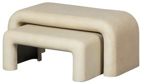 Kremowe stoliki w dekorze kamienia zestaw 2 szt. 42x92 cm Stani – WOOOD