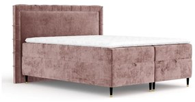 Różowe łóżko boxspring ze schowkiem 160x200 cm Voyage – Maison de Rêve