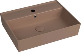 Umywalka ceramiczna nablatowa / wisząca brązowa z półką i otworem na baterie 60 x 45 cm LERA Cappuccino