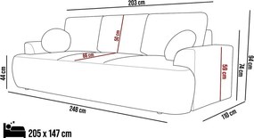 Sofa VELO z funkcja spania i pojemnikiem CIEMNY SZARY CORAL 80