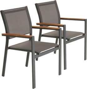 Krzesła ogrodowe aluminiowe, sztaplowane, 2 sztuki, antracyt