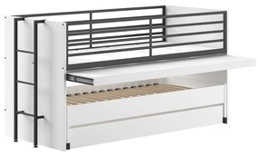 Białe piętrowe łóżko dziecięce z wysuwanym łóżkiem i stelażem 90x200 cm Sam – Vipack