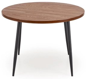 Stół okrągły z MDF-u kolor orzech, czarne nogi średnica 105/75 cm BARRY