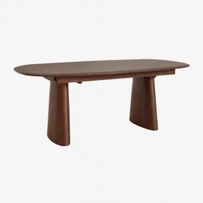 Ovalny Rozkładany Stół Jadalniany Z Mdf I Fornirem Jesionowym Nuveta Ciemne Drewno & 220-280x110 Cm - Sklum
