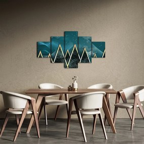 Obraz - Księżyc w pełni nad złotymi górami (125x70 cm)