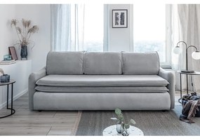 Jasnoszara aksamitna rozkładana sofa Miuform Tender Eddie
