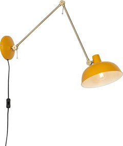 Retro lampa ścienna żółta z brązem - Milou