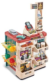 Woopie sklep supermarket z wózkiem sklepowym waga kasa skaner + 48 akc.