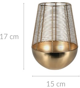 Złoty lampion na świeczkę, metalowy