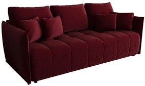 Czerwona welurowa sofa z funkcją spania P1-S38