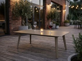 Stolik ogrodowy aluminiowy beżowy 120x60x43 cm lekki wytrzymały tarasowy