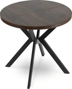 Stół Okrągły Rozkładany DORIAN 80-160 cm Orzech/Czarny Loft