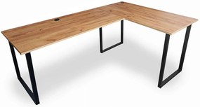 Industrialne duże biurko narożne 120x180x60 dąb craft złoty - Verdot