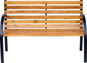 Outsunny Ławka Ogrodowa Parkowa 2 Osoby Stal i Drewno Sosnowe Naturalny Kolor Wygodna i Stylowa 122x60x80cm | Aosom PL