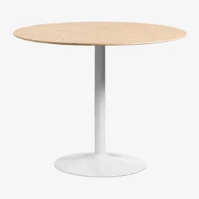Okrągły Stół Do Jadalni Z Płyty Mdf I Metalu Yvetta Roble & Ø90 Cm & Blanco - Sklum