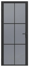 Drzwi kompletne dwustronne z aluminium i dymionego szkła hartowanego - wys. 204 x szer. 83 cm - Czarny - SEROTO