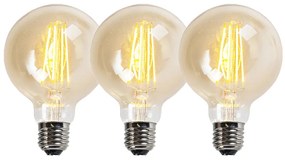 Zestaw 3 ściemnialnych żarówek LED E27 G95 złote 5W 450LM 2200K