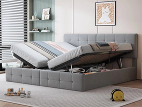 Łóżko z tapicerowanym zagłówkiem 180x200cm z weluru - przekształcane w 2 pojedyncze łóżka - Szare