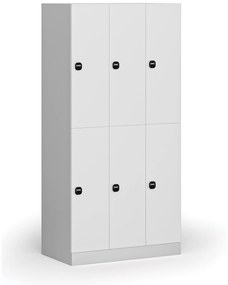 Szafka skrytkowa, 6 schowków, 1850 x 900 x 500 mm, zamek RFID, drzwi laminowane, biała