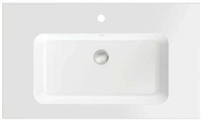 Umywalka wpuszczana w blat / blatowa biała z otworem na baterię 60 x 50 cm ENO z konglomeratu
