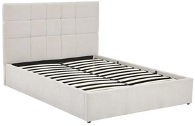 [NEW VERSION]Łóżko ze skrzynią na pościel 140 × 190 cm – tkanina – kolor beżowy – ELIAVA marki Pascal Morabito