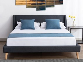 Łóżko w skandynawskim stylu – 160 × 200 cm – tkanina – kolor antracytowy – BENEDICTE