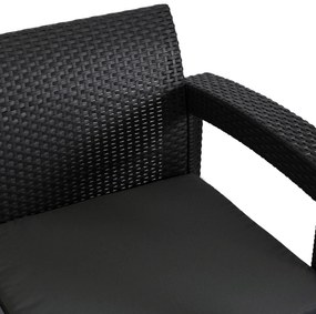 Zestaw mebli na taras Brandon - sofa, 2 fotele i stolik kawowy, czarny/ciemnoszary
