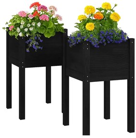 Zestaw czarnych drewnianych donic ogrodowych S5-T27