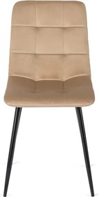 Zestaw Stół Prostokątny Rozkładany CLARK 120-160 cm Dąb Artisan/Czarny i 4 Krzesła Tapicerowane PERU Beżowe Welurowe