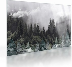 Obraz na szkle - Las z ilustrowanymi elementami (70x50 cm)