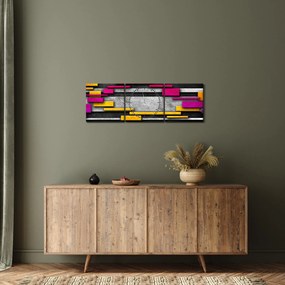 Obraz kolorowej abstrakcji na czarnym tle (z zegarem) (90x30 cm)