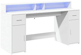 Białe duże biurko z szufladami podświetlane 160 cm - Duna