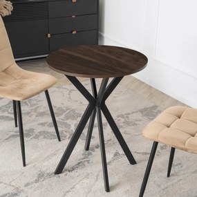 Stół Okrągły LAUREN 60 cm Orzech/Czarny Loft Nowoczesny