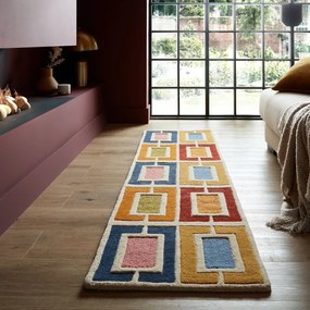 Wełniany chodnik tkany ręcznie 60x230 cm Retro Blocks – Flair Rugs