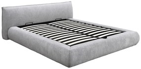 Łóżko ze skrzynią 180 x 200 cm - Tkanina - Jasnoszary - MIRSIO