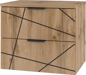 Szafka pod umywalkę nablatową Wood 02, dąb wotan, 60 cm - zestaw 1