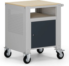 Mobilny kontener G9, 1 półka, 1 szafka, 675 x 595 x 865-1130 mm, szary/grafitowy