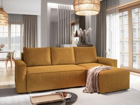 Masseno Narożnik POTARO z funkcją spania i pojemnikiem na pościel Narozniki L, Rozkładana sofa - Żółty, POSO 01