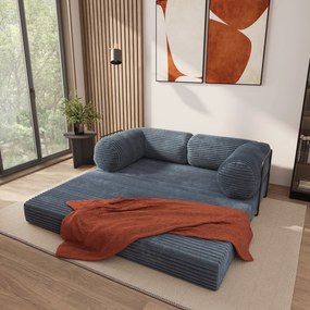 Masseno Sofa piankowa ALVIO z funkcją spania, Kanapa z pianki do salonu, Bezmontażowa, Tkanina sztruksowa – Szary TILIA 85