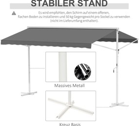 Outsunny markiza stojąca ogrodowa ze składanym ramieniem taras szara 3 x 3 m
