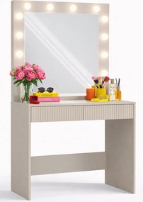 Kaszmirowa toaletka LED z ryflowanymi szufladami D0-R51