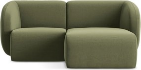 Zielony aksamitny narożnik (prawostronny/z szezlongiem) Lani – Makamii