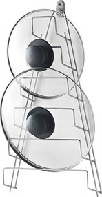 Uchwyt na pokrywki 6 przegródek MANGO Metaltex Szary 23x7x42 cm Polytherm® Metallic