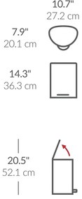 Simplehuman Pojemnik na śmieci  z pedałem 6 l, półokrągły, stal biały, plastik
