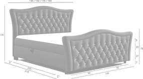 Ciemnoszare łóżko kontynentalne glamour 5 rozmiarów R4-W15